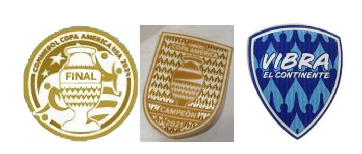 CONMEBOL Copa America USA 2024 Final Golden & Copa America Campeon 2021 & Vibra El Continente Badges